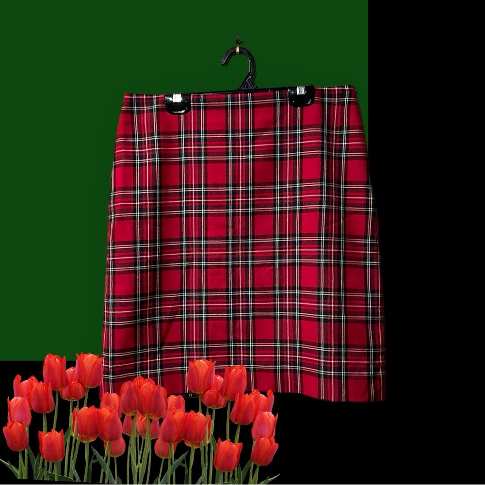 Talbots Red Plaid Mini Skirt sz 4